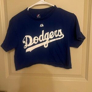 Majestic Blue Dodgers Short Sleeve cropped Tee